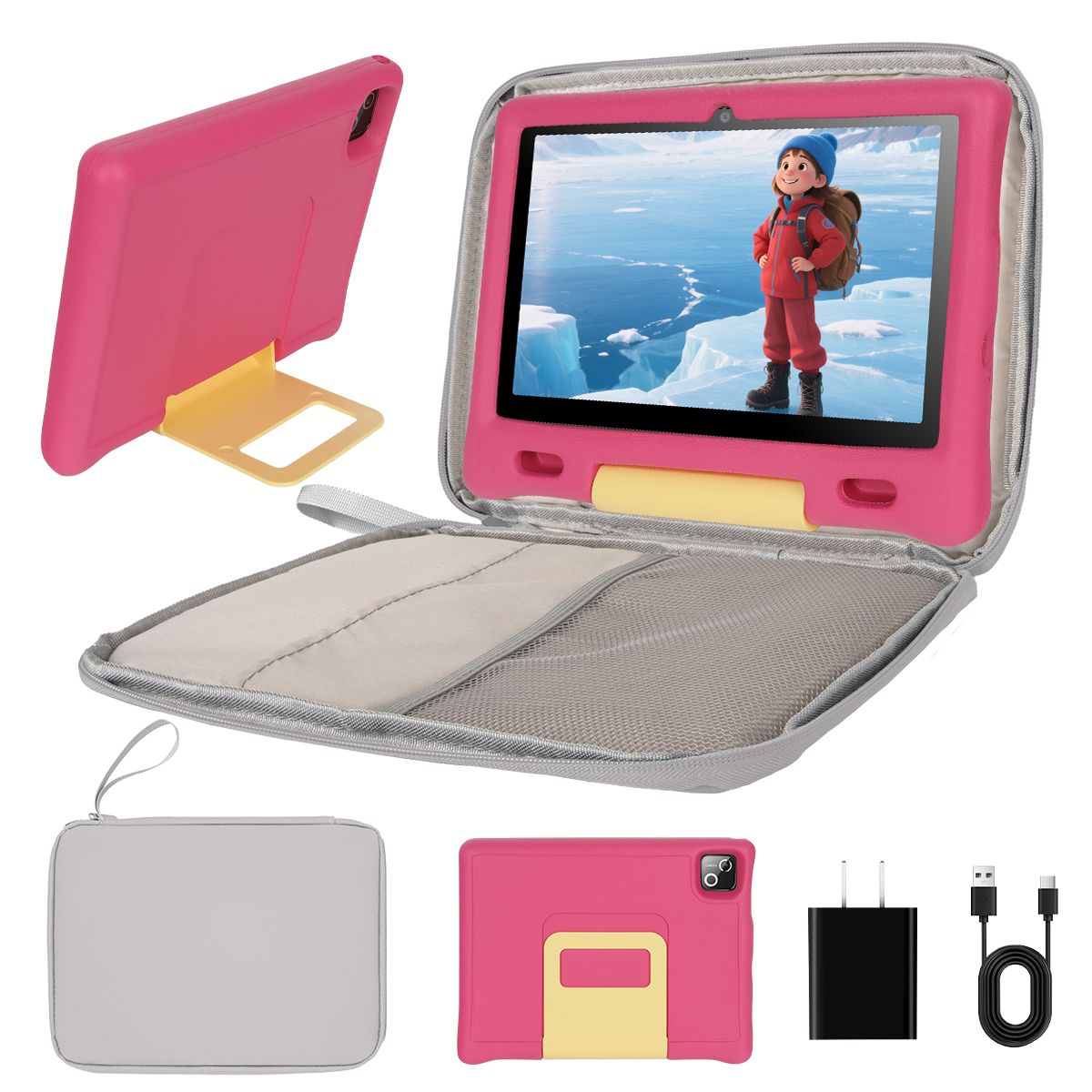 Tablette enfant 10 Pouces Android 14 + + TF écran HD 1280x800 IPS Widevine L1 5000 mAh Contrôle Parental Préinstallé KIDOZ avec Kid Proof Étui et Sac d'ordinateur - vue 2