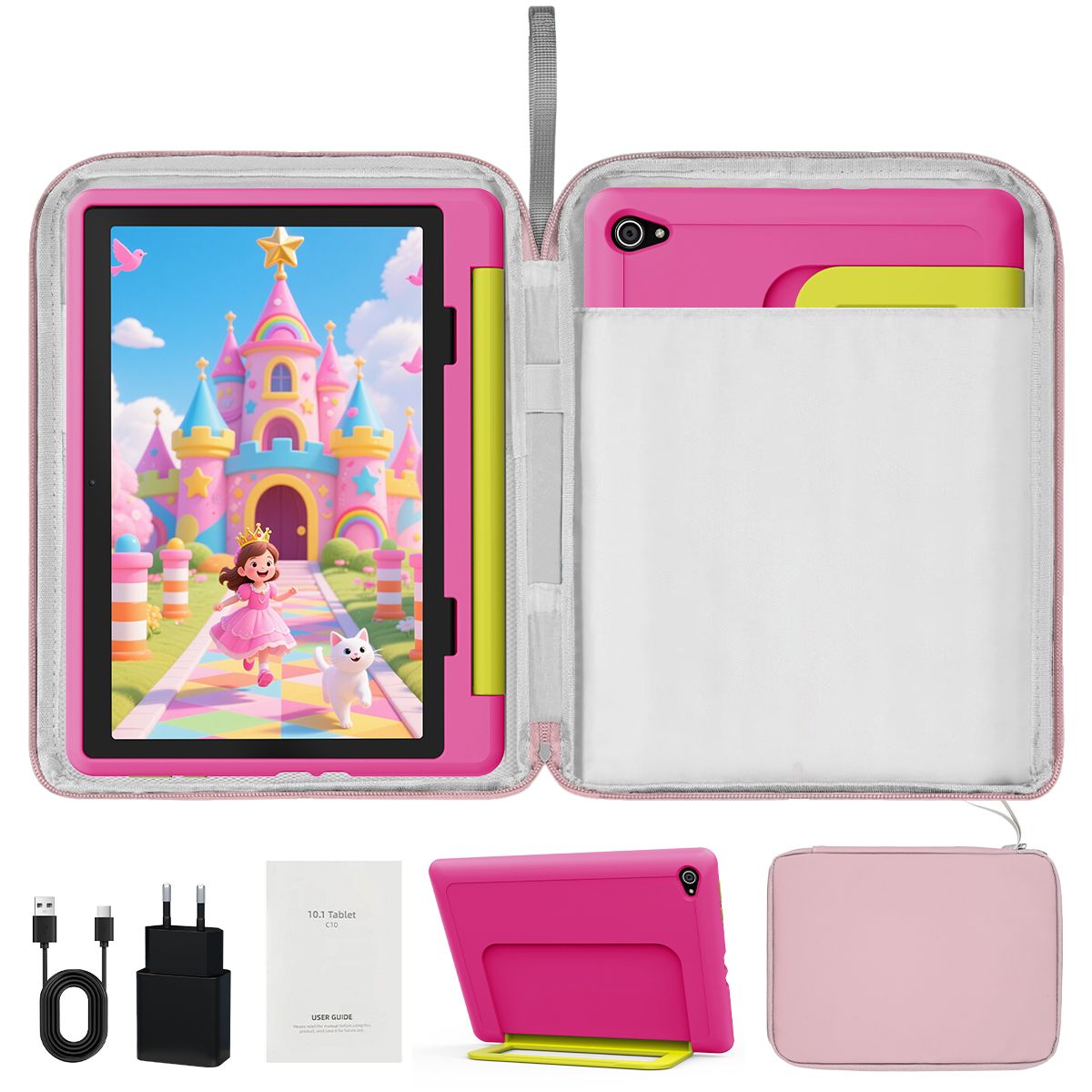 Tablette Enfant 10 Pouces 14Go + + TF 5000 mAh Écran HD 1280x800 IPS Wifi Contrôle Parental Préinstallé KIDOZ avec Kid Proof Étui et Sac d'ordinateur - vue 3