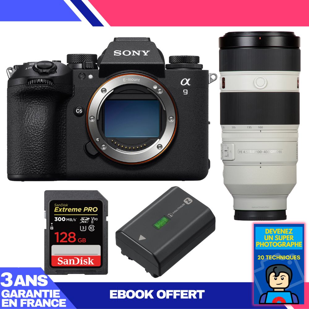 Boitier Sony A9 III + FE 100 400mm f4.5 5.6 GM OSS + 1 SanDisk Extreme PRO UHS II SDXC 300 MB/ + 1 Sony NP FZ100 + Ebook 'Devenez Un Super Photographe - vue 4