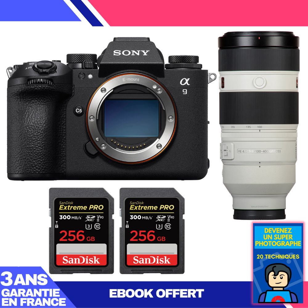 Boitier Sony A9 III + FE 100 400mm f4.5 5.6 GM OSS + 2 SanDisk Extreme PRO UHS II SDXC 300 MB/ + Ebook 'Devenez Un Super Photographe - vue 2