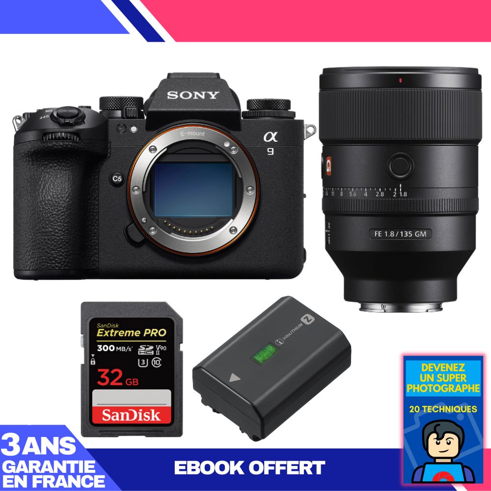 Boitier Sony A9 III + FE 135mm f1.8 GM + 1 SanDisk Extreme PRO UHS II SDXC 300 MB/ + 1 Sony NP FZ100 + Ebook 'Devenez Un Super Photographe - vue 5