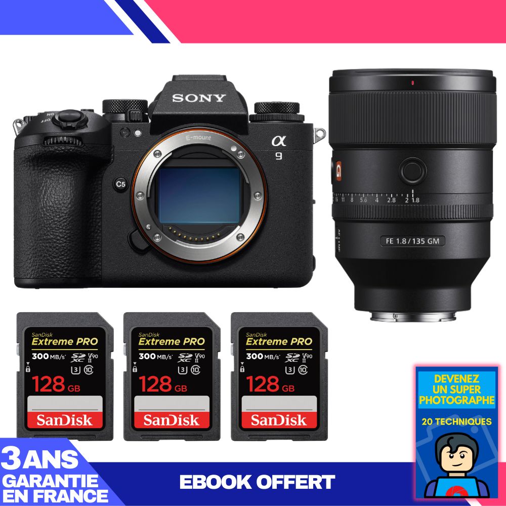 Boitier Sony A9 III + FE 135mm f1.8 GM + 3 SanDisk Extreme PRO UHS II SDXC 300 MB/ + Ebook 'Devenez Un Super Photographe - vue 4