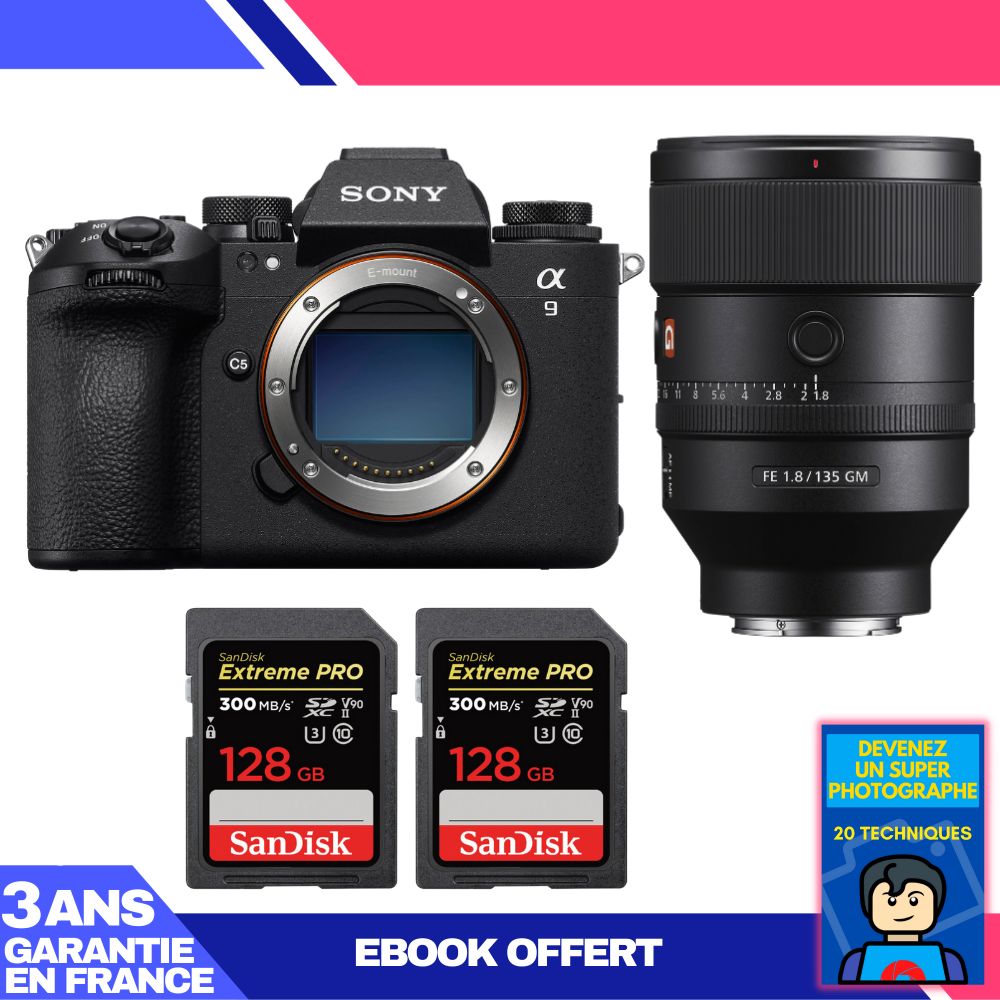 Boitier Sony A9 III + FE 135mm f1.8 GM + 2 SanDisk Extreme PRO UHS II SDXC 300 MB/ + Ebook 'Devenez Un Super Photographe - vue 4
