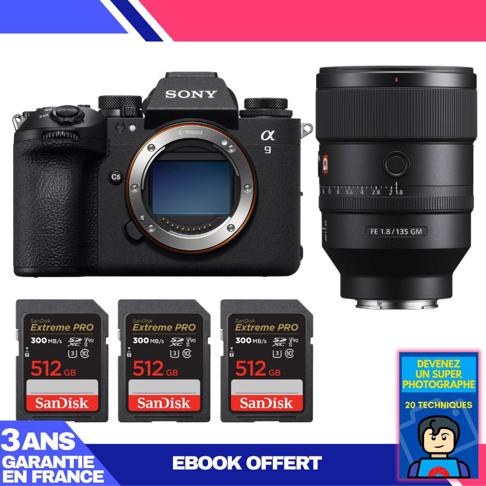 Boitier Sony A9 III + FE 135mm f1.8 GM + 3 SanDisk Extreme PRO UHS II SDXC 300 MB/ + Ebook 'Devenez Un Super Photographe - vue 5