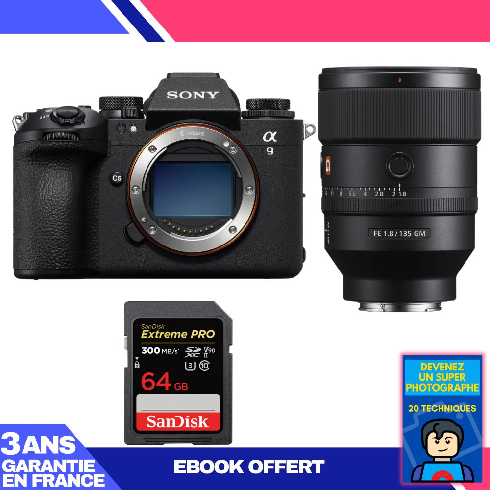 Boitier Sony A9 III + FE 135mm f1.8 GM + 1 SanDisk Extreme PRO UHS II SDXC 300 MB/ + Ebook 'Devenez Un Super Photographe - vue 2