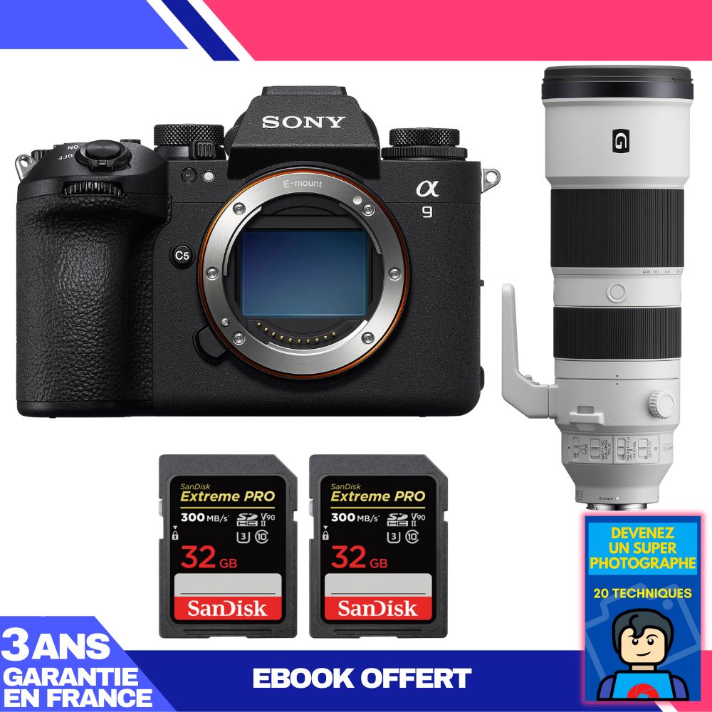 Boitier Sony A9 III + FE 200 600mm f5.6 6.3 G OSS + 2 SanDisk Extreme PRO UHS II SDXC 300 MB/ + Ebook 'Devenez Un Super Photographe - vue 3