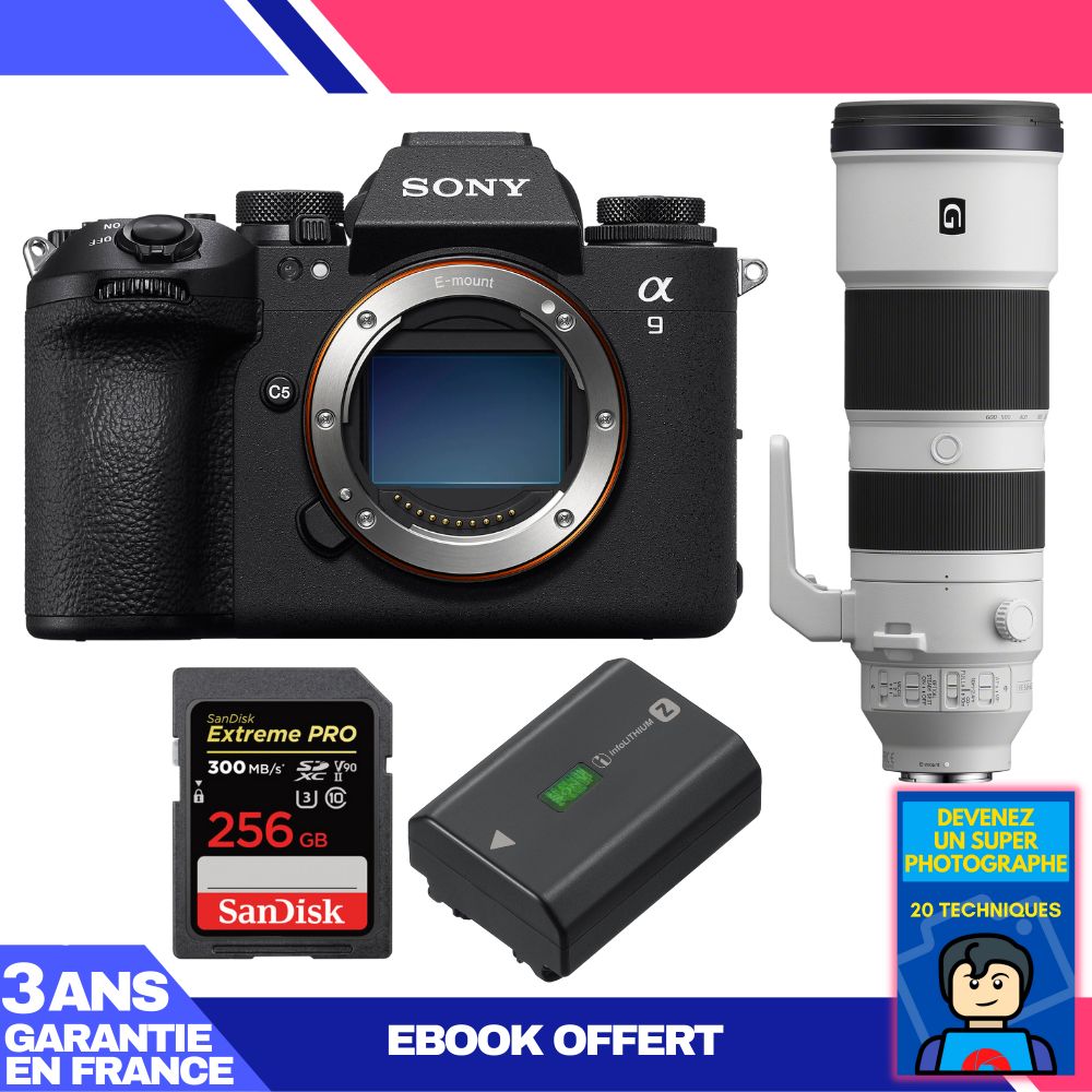 Boitier Sony A9 III + FE 200 600mm f5.6 6.3 G OSS + 1 SanDisk Extreme PRO UHS II SDXC 300 MB/ + 1 Sony NP FZ100 + Ebook 'Devenez Un Super Photographe - vue 3