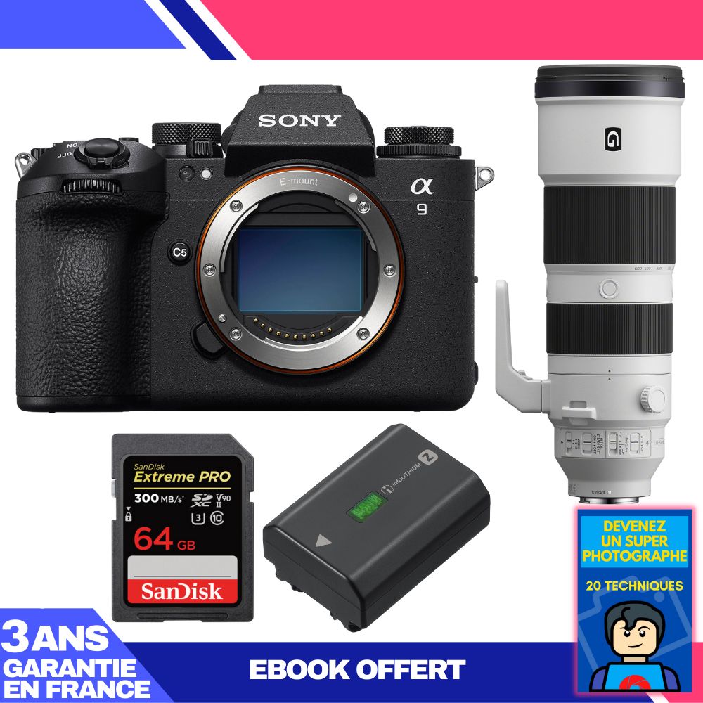 Boitier Sony A9 III + FE 200 600mm f5.6 6.3 G OSS + 1 SanDisk Extreme PRO UHS II SDXC 300 MB/ + 1 Sony NP FZ100 + Ebook 'Devenez Un Super Photographe - vue 4