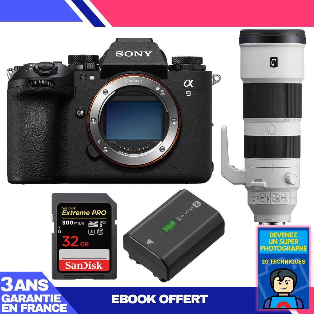 Boitier Sony A9 III + FE 200 600mm f5.6 6.3 G OSS + 1 SanDisk Extreme PRO UHS II SDXC 300 MB/ + 1 Sony NP FZ100 + Ebook 'Devenez Un Super Photographe - vue 5