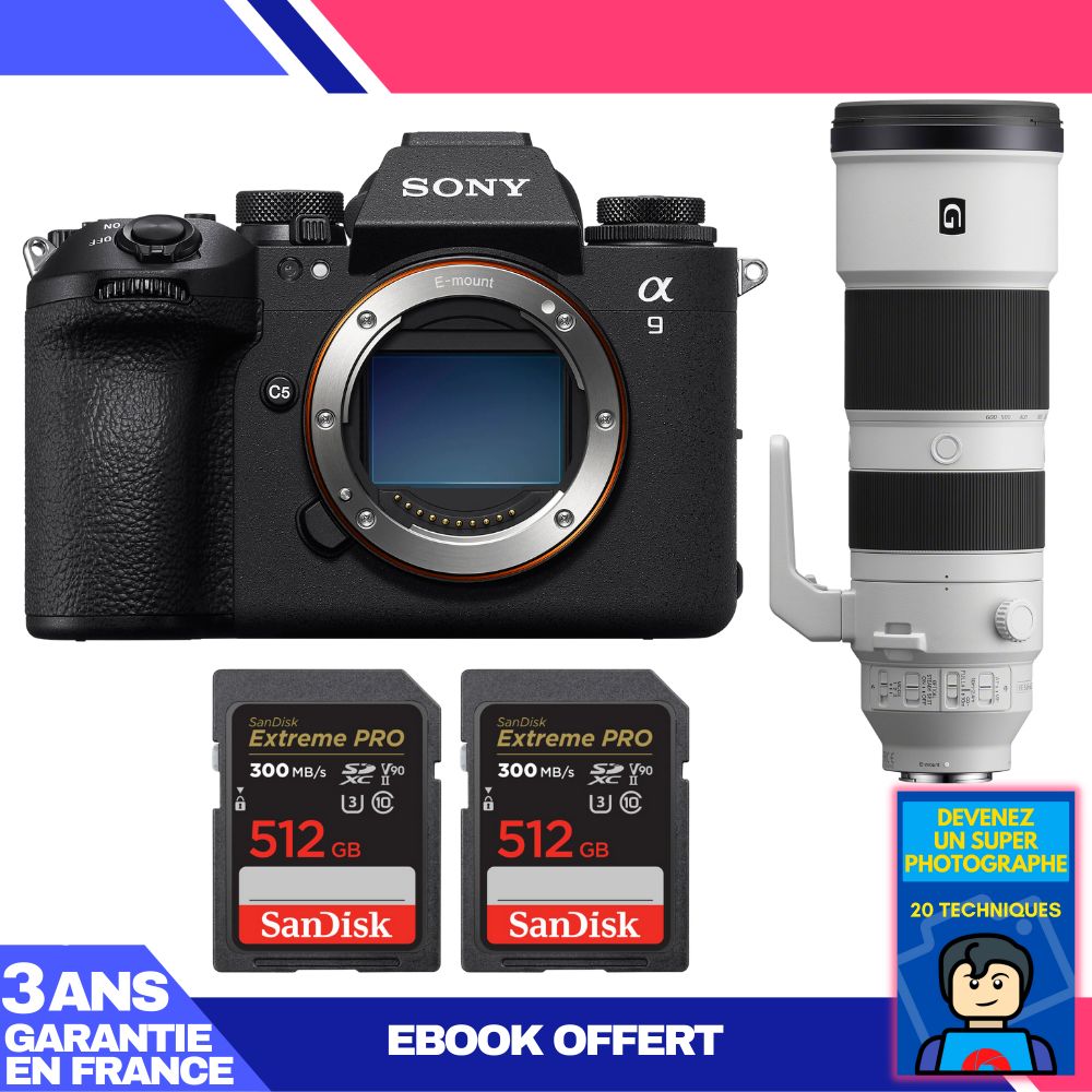 Boitier Sony A9 III + FE 200 600mm f5.6 6.3 G OSS + 2 SanDisk Extreme PRO UHS II SDXC 300 MB/ + Ebook 'Devenez Un Super Photographe - vue 2