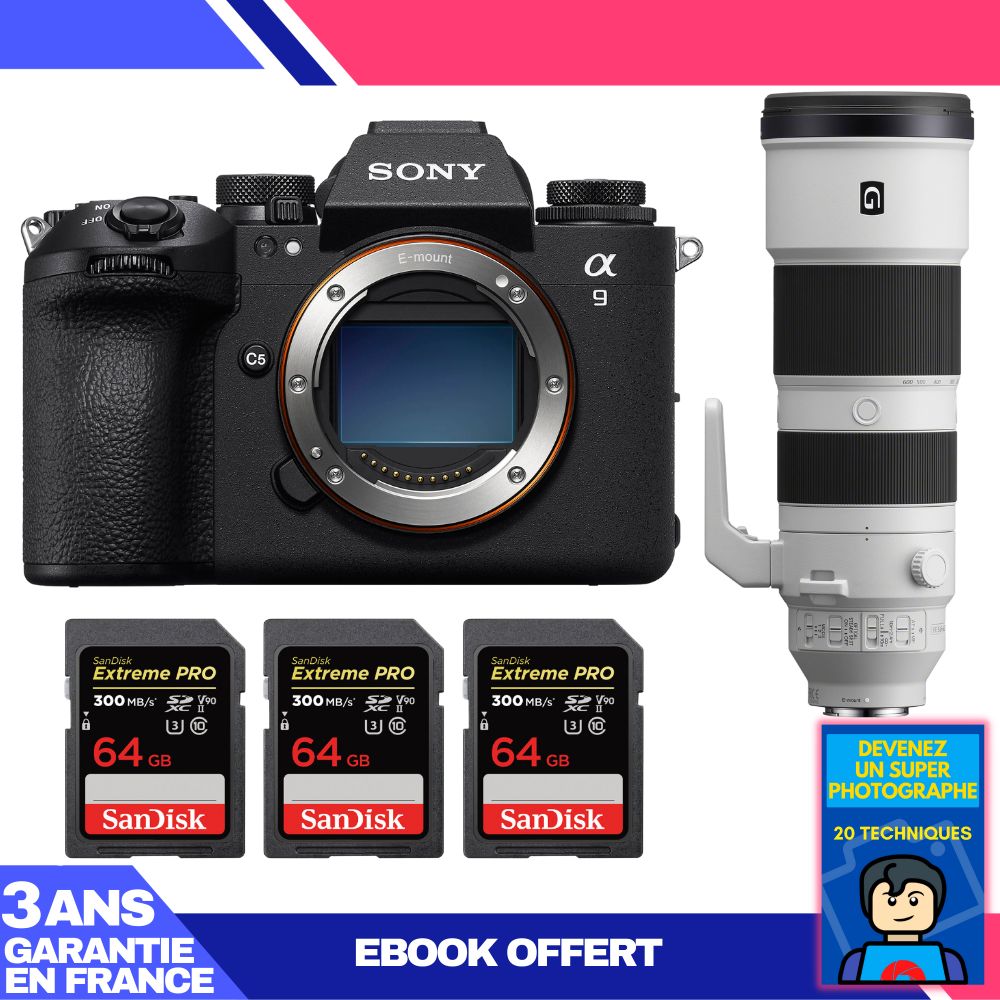 Boitier Sony A9 III + FE 200 600mm f5.6 6.3 G OSS + 3 SanDisk Extreme PRO UHS II SDXC 300 MB/ + Ebook 'Devenez Un Super Photographe - vue 2