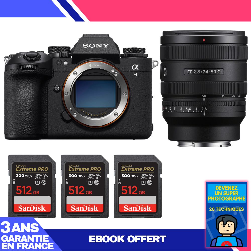 Boitier Sony A9 III + FE 24 50mm f2.8 G + 3 SanDisk Extreme PRO UHS II SDXC 300 MB/ + Ebook 'Devenez Un Super Photographe - vue 2