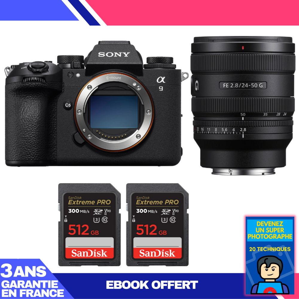 Boitier Sony A9 III + FE 24 50mm f2.8 G + 2 SanDisk Extreme PRO UHS II SDXC 300 MB/ + Ebook 'Devenez Un Super Photographe - vue 2