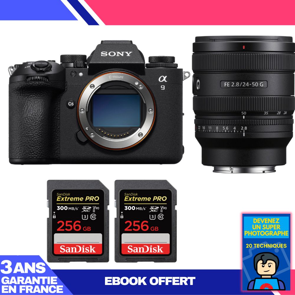 Boitier Sony A9 III + FE 24 50mm f2.8 G + 2 SanDisk Extreme PRO UHS II SDXC 300 MB/ + Ebook 'Devenez Un Super Photographe - vue 4