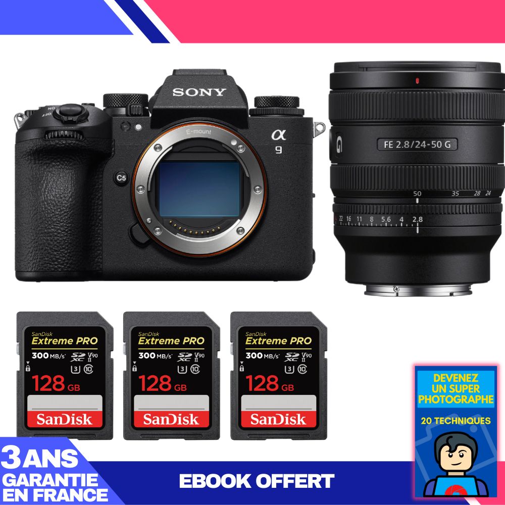 Boitier Sony A9 III + FE 24 50mm f2.8 G + 3 SanDisk Extreme PRO UHS II SDXC 300 MB/ + Ebook 'Devenez Un Super Photographe - vue 3