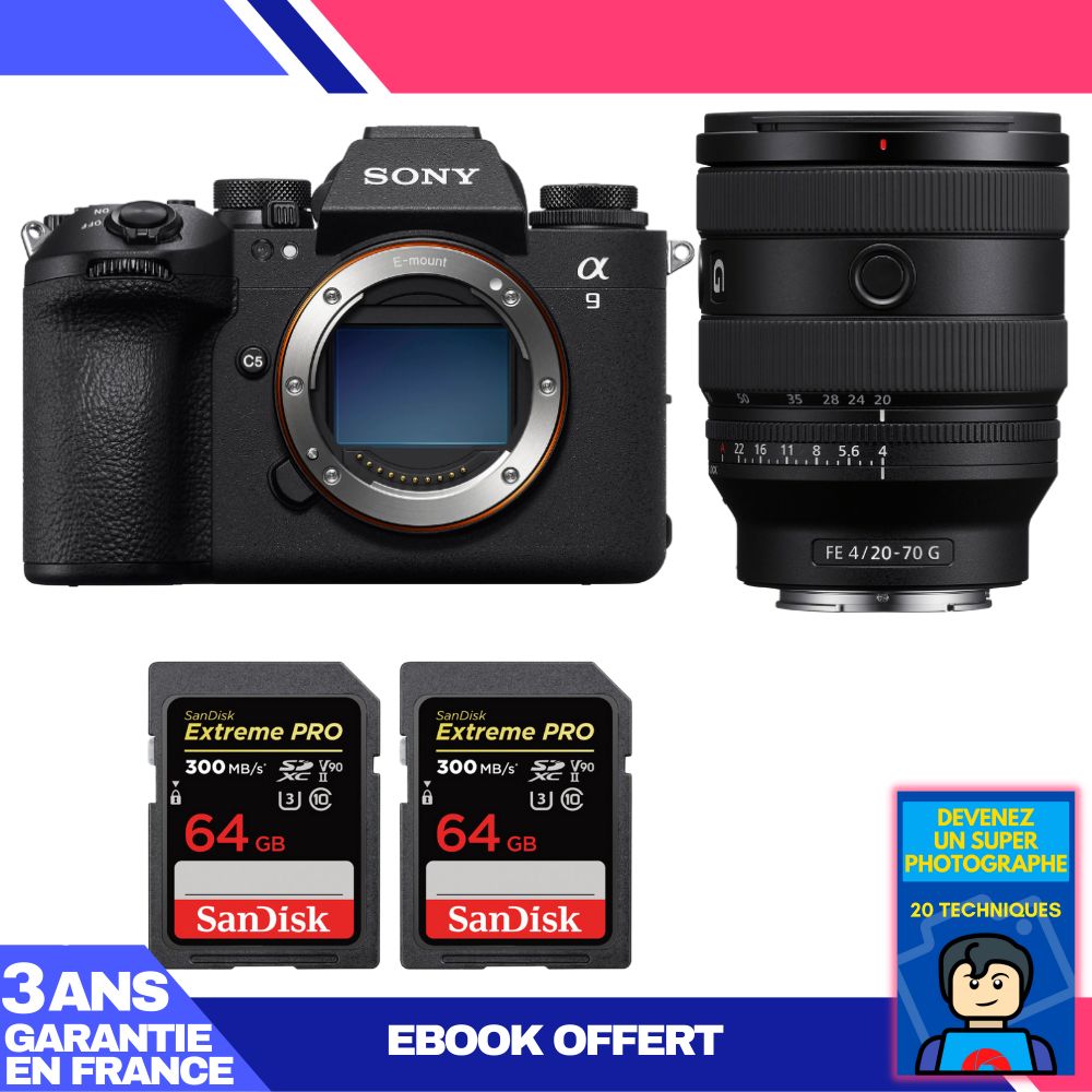 Boitier Sony A9 III + FE 20 70mm f4 G + 2 SanDisk Extreme PRO UHS II SDXC 300 MB/ + Ebook 'Devenez Un Super Photographe - vue 3
