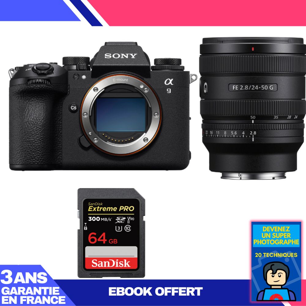 Boitier Sony A9 III + FE 24 50mm f2.8 G + 1 SanDisk Extreme PRO UHS II SDXC 300 MB/ + Ebook 'Devenez Un Super Photographe - vue 2