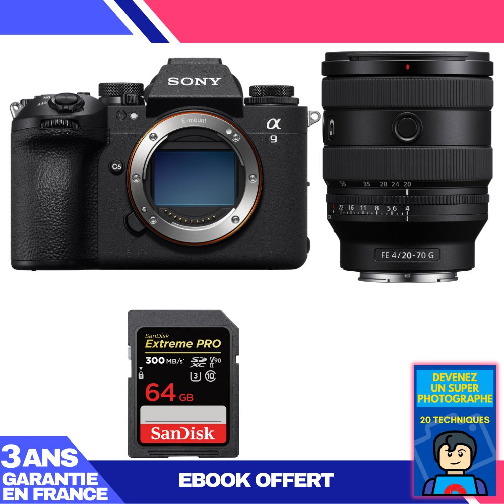 Boitier Sony A9 III + FE 20 70mm f4 G + 1 SanDisk Extreme PRO UHS II SDXC 300 MB/ + Ebook 'Devenez Un Super Photographe - vue 4