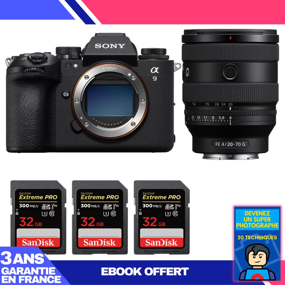 Boitier Sony A9 III + FE 20 70mm f4 G + 3 SanDisk Extreme PRO UHS II SDXC 300 MB/ + Ebook 'Devenez Un Super Photographe - vue 2