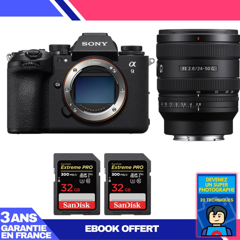 Boitier Sony A9 III + FE 24 50mm f2.8 G + 2 SanDisk Extreme PRO UHS II SDXC 300 MB/ + Ebook 'Devenez Un Super Photographe - vue 3