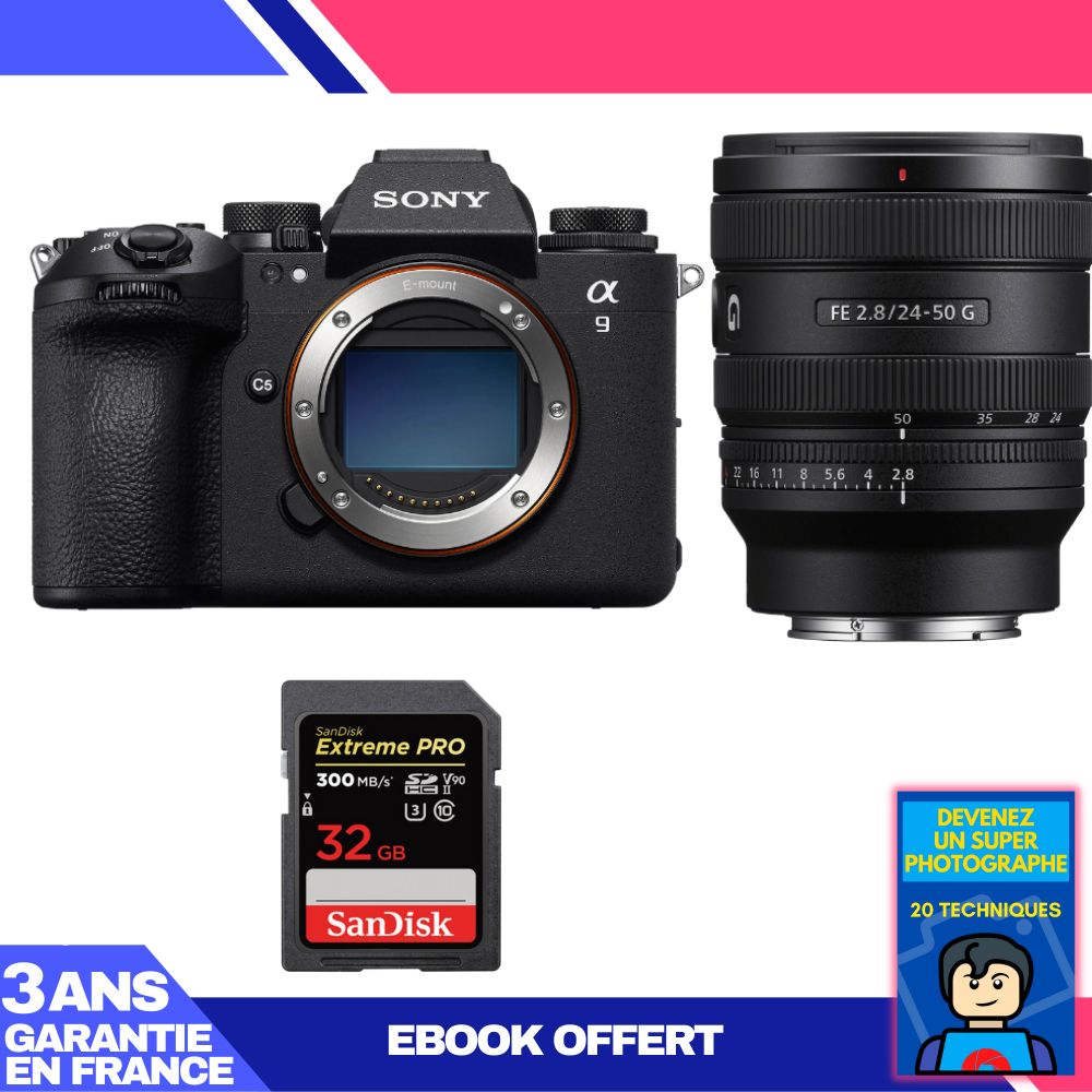 Boitier Sony A9 III + FE 24 50mm f2.8 G + 1 SanDisk Extreme PRO UHS II SDXC 300 MB/ + Ebook 'Devenez Un Super Photographe - vue 4
