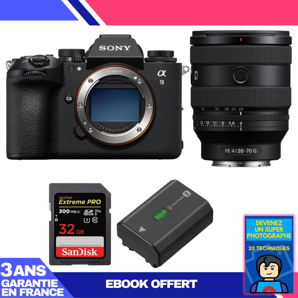 Boitier Sony A9 III + FE 20 70mm f4 G + 1 SanDisk Extreme PRO UHS II SDXC 300 MB/ + 1 Sony NP FZ100 + Ebook 'Devenez Un Super Photographe - vue 4