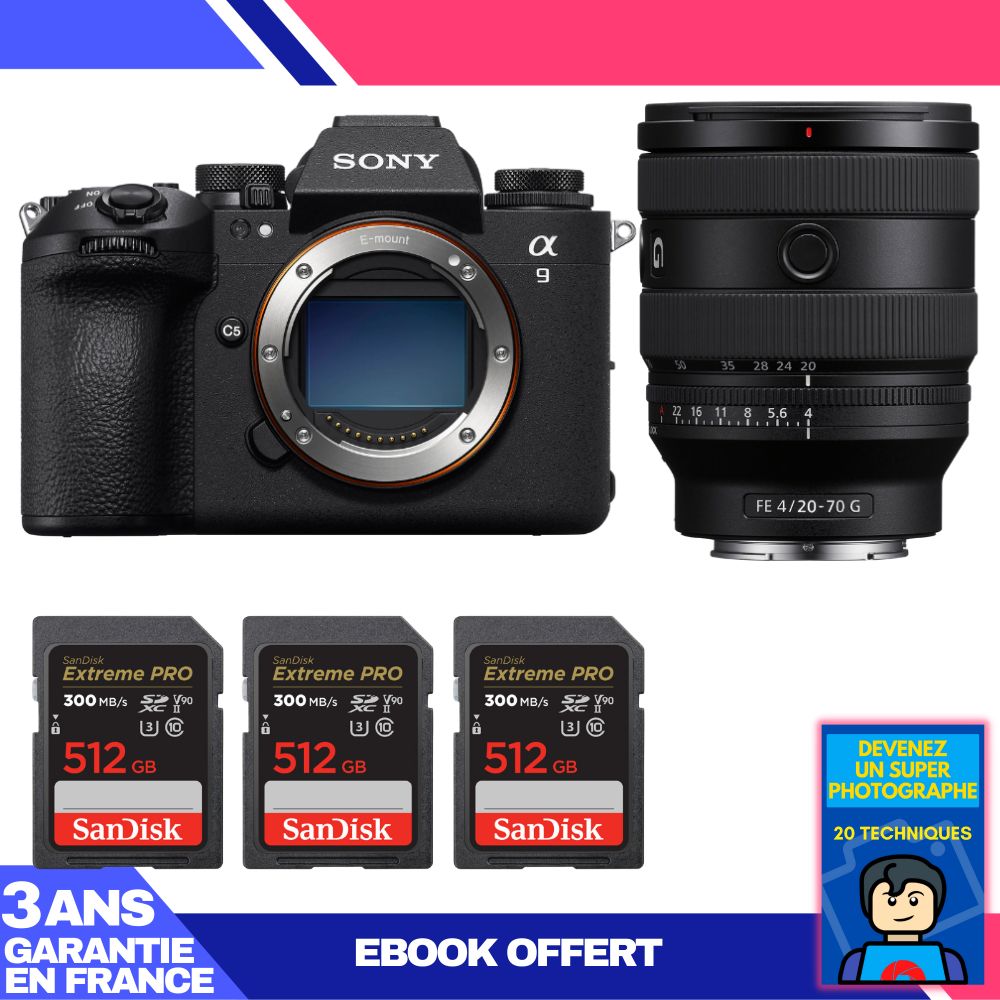 Boitier Sony A9 III + FE 20 70mm f4 G + 3 SanDisk Extreme PRO UHS II SDXC 300 MB/ + Ebook 'Devenez Un Super Photographe - vue 5