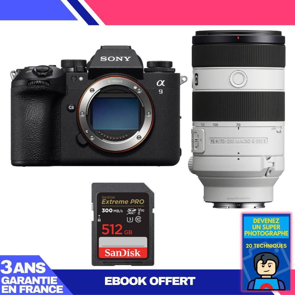 Boitier Sony A9 III + FE 70 200mm f4 Macro G OSS II + 1 SanDisk Extreme PRO UHS II SDXC 300 MB/ + Ebook 'Devenez Un Super Photographe - vue 5