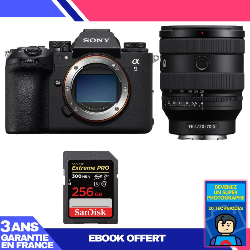 Boitier Sony A9 III + FE 20 70mm f4 G + 1 SanDisk Extreme PRO UHS II SDXC 300 MB/ + Ebook 'Devenez Un Super Photographe - vue 3