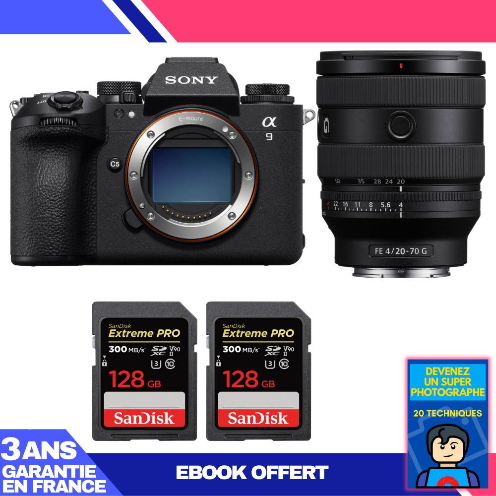 Boitier Sony A9 III + FE 20 70mm f4 G + 2 SanDisk Extreme PRO UHS II SDXC 300 MB/ + Ebook 'Devenez Un Super Photographe - vue 2