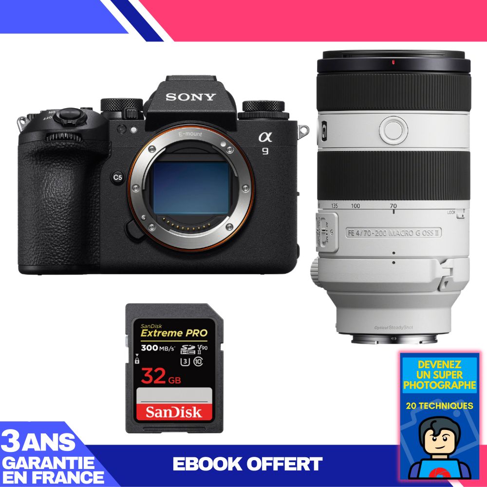 Boitier Sony A9 III + FE 70 200mm f4 Macro G OSS II + 1 SanDisk Extreme PRO UHS II SDXC 300 MB/ + Ebook 'Devenez Un Super Photographe - vue 4