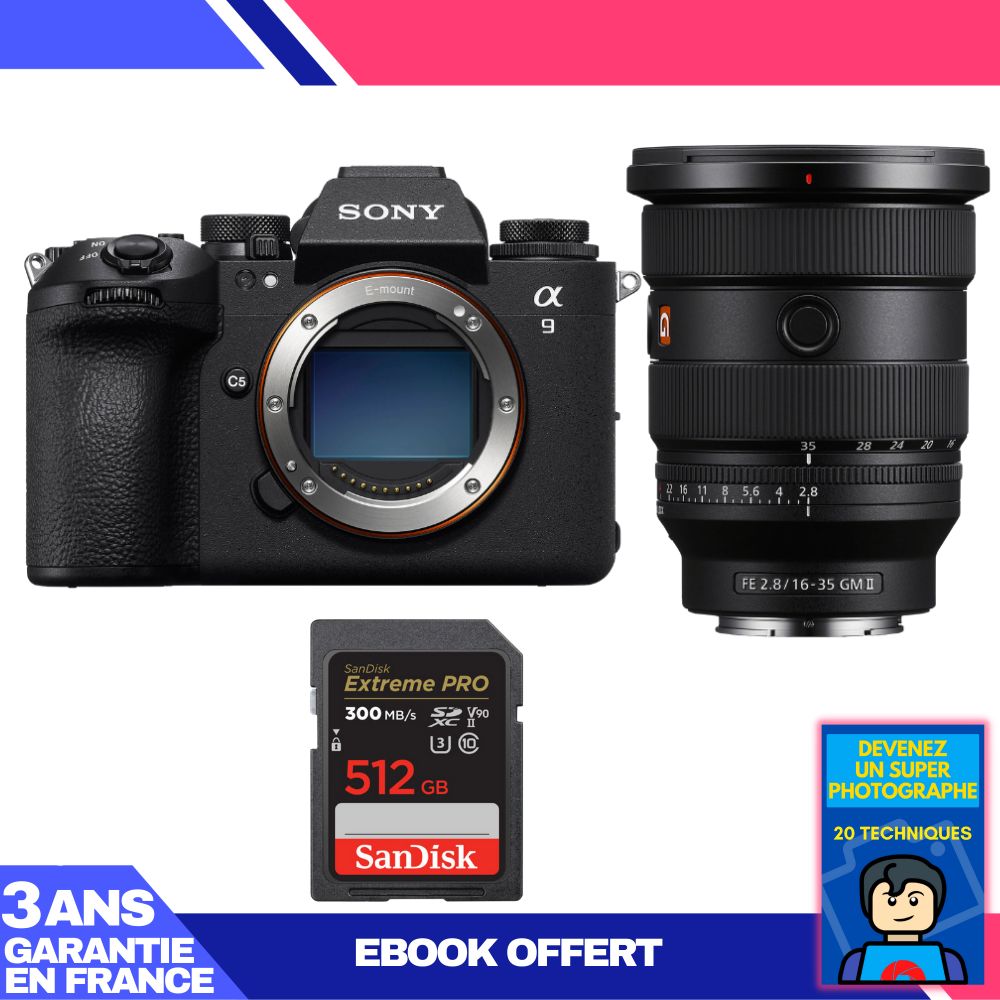 Boitier Sony A9 III + FE 16 35mm f2.8 GM II + 1 SanDisk Extreme PRO UHS II SDXC 300 MB/ + Ebook 'Devenez Un Super Photographe - vue 2