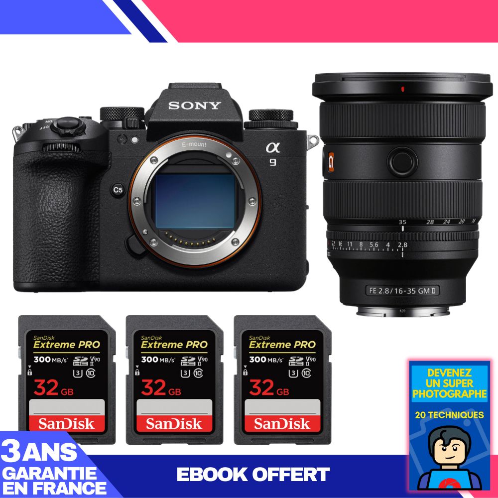 Boitier Sony A9 III + FE 16 35mm f2.8 GM II + 3 SanDisk Extreme PRO UHS II SDXC 300 MB/ + Ebook 'Devenez Un Super Photographe - vue 2