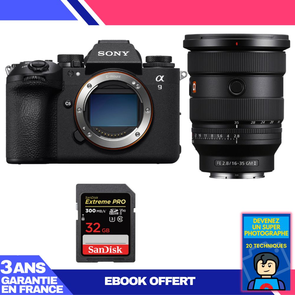 Boitier Sony A9 III + FE 16 35mm f2.8 GM II + 1 SanDisk Extreme PRO UHS II SDXC 300 MB/ + Ebook 'Devenez Un Super Photographe - vue 3