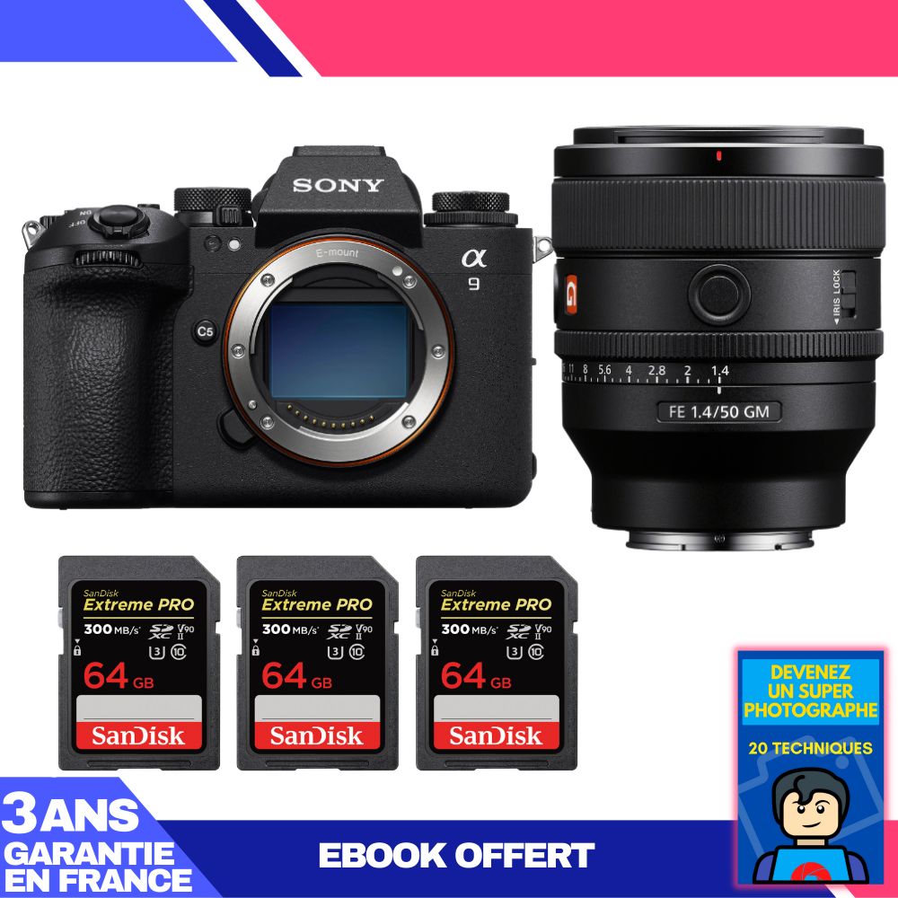 Boitier Sony A9 III + FE 50mm f1.4 GM + 3 SanDisk Extreme PRO UHS II SDXC 300 MB/ + Ebook 'Devenez Un Super Photographe - vue 5