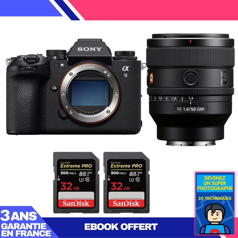 Boitier Sony A9 III + FE 50mm f1.4 GM + 2 SanDisk Extreme PRO UHS II SDXC 300 MB/ + Ebook 'Devenez Un Super Photographe - vue 4