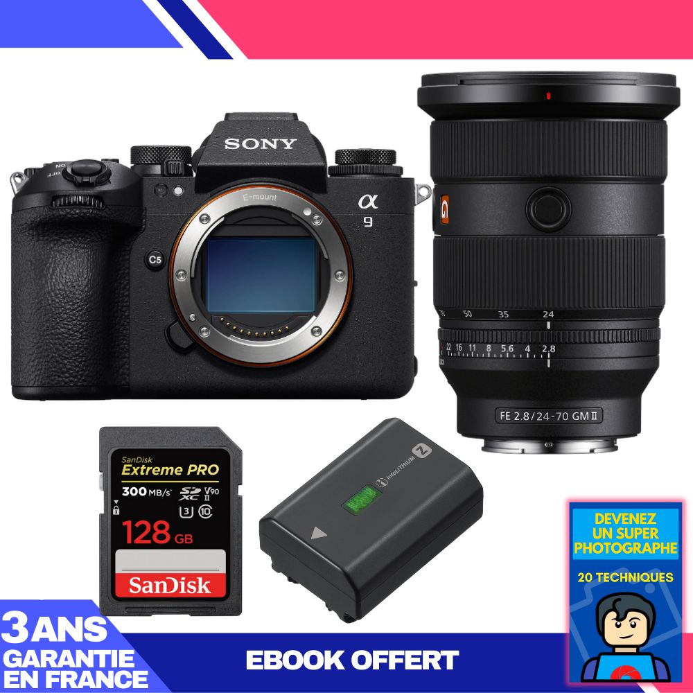 Boitier Sony A9 III + FE 24 70mm f2.8 GM II + 1 SanDisk Extreme PRO UHS II SDXC 300 MB/ + 1 Sony NP FZ100 + Ebook 'Devenez Un Super Photographe - vue 3