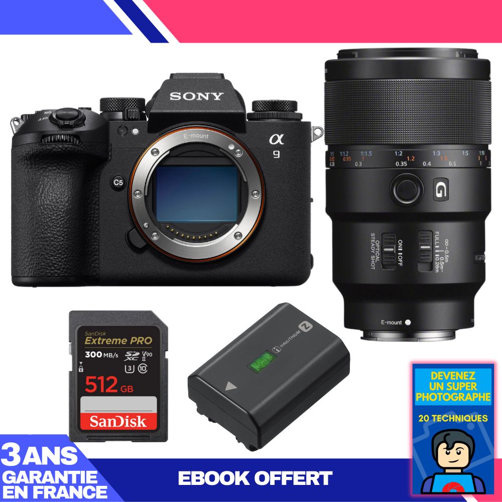 Boitier Sony A9 III + FE 90mm f2.8 Macro G OSS + 1 SanDisk Extreme PRO UHS II SDXC 300 MB/ + 1 Sony NP FZ100 + Ebook 'Devenez Un Super Photographe - vue 3