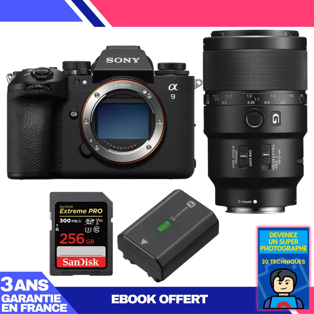 Boitier Sony A9 III + FE 90mm f2.8 Macro G OSS + 1 SanDisk Extreme PRO UHS II SDXC 300 MB/ + 1 Sony NP FZ100 + Ebook 'Devenez Un Super Photographe - vue 2