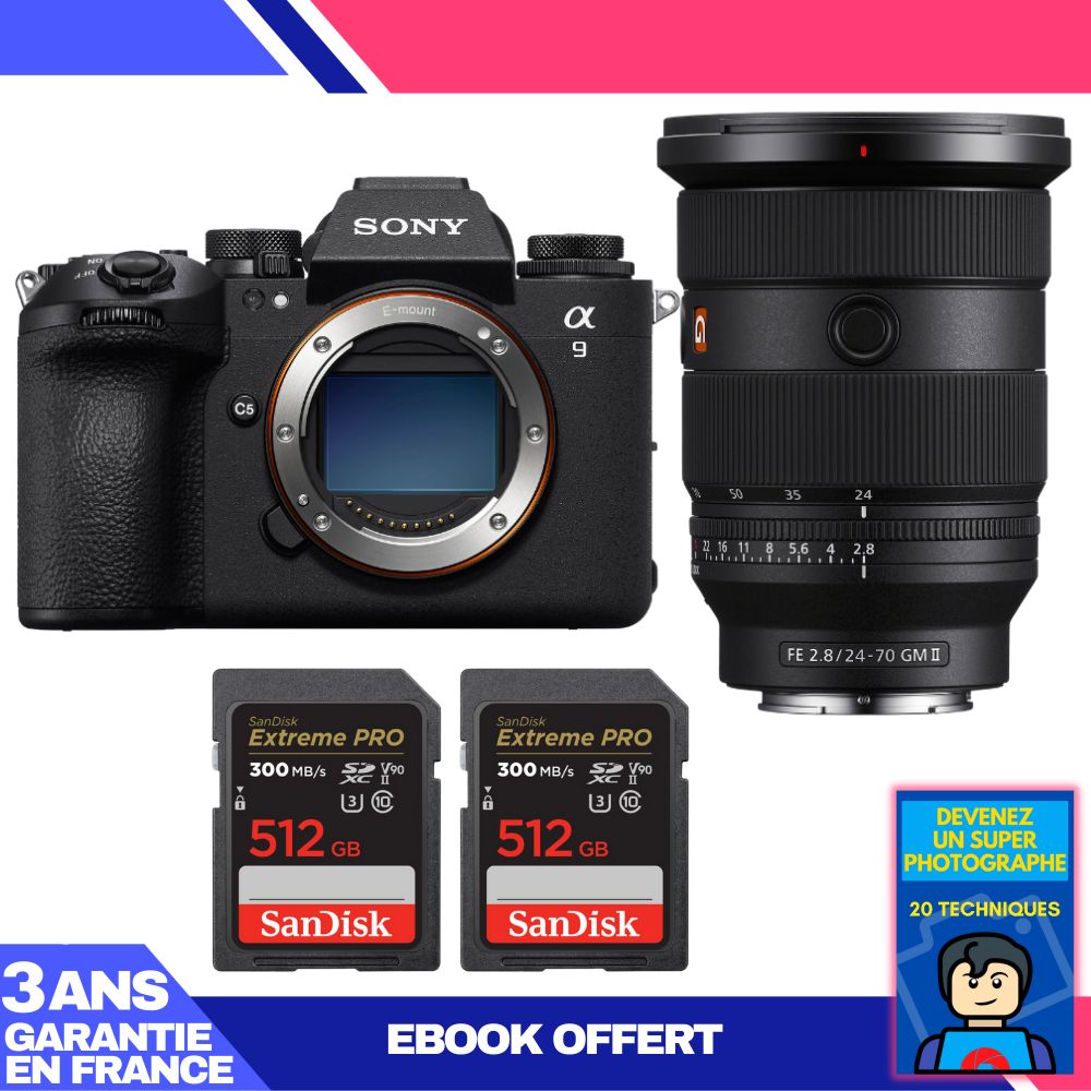 Boitier Sony A9 III + FE 24 70mm f2.8 GM II + 2 SanDisk Extreme PRO UHS II SDXC 300 MB/ + Ebook 'Devenez Un Super Photographe - vue 3