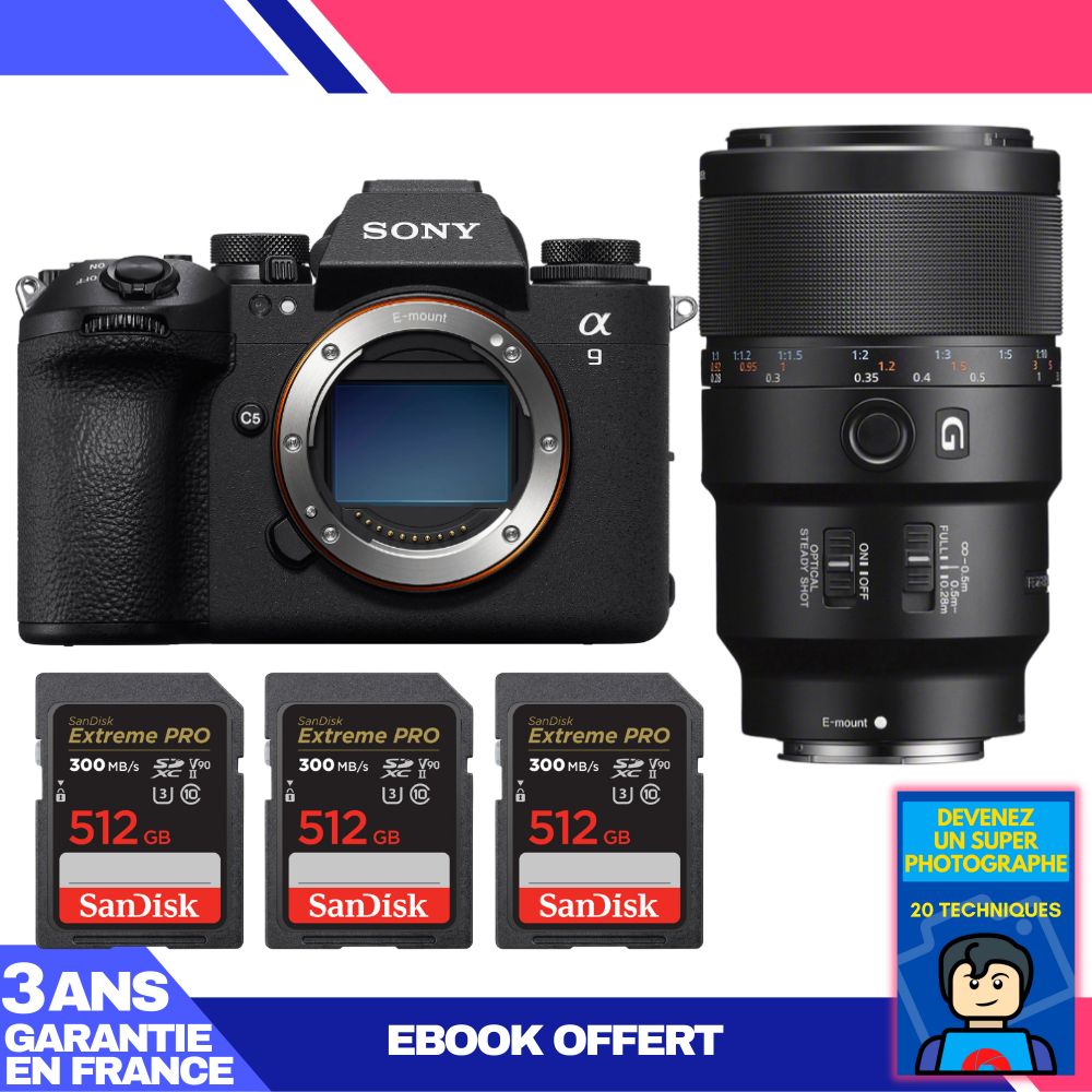 Boitier Sony A9 III + FE 90mm f2.8 Macro G OSS + 3 SanDisk Extreme PRO UHS II SDXC 300 MB/ + Ebook 'Devenez Un Super Photographe - vue 4