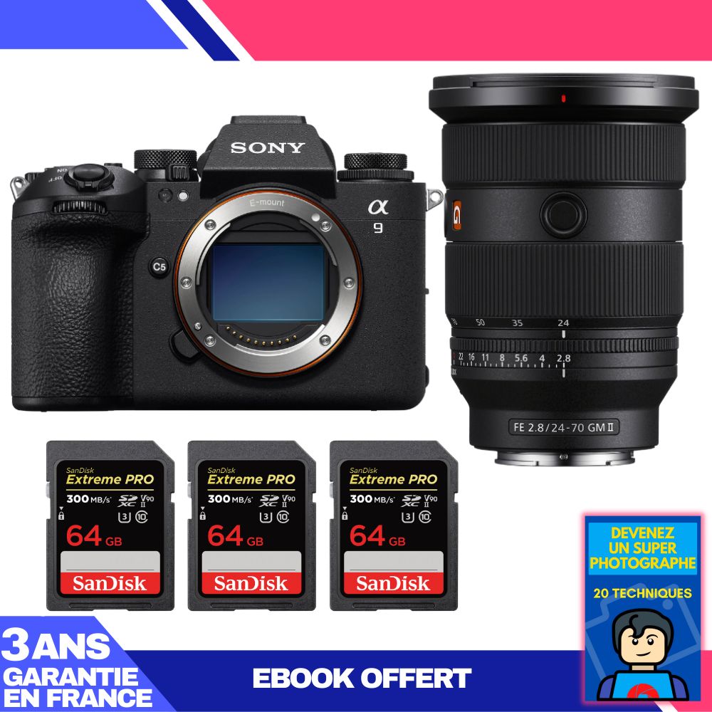 Boitier Sony A9 III + FE 24 70mm f2.8 GM II + 3 SanDisk Extreme PRO UHS II SDXC 300 MB/ + Ebook 'Devenez Un Super Photographe - vue 5