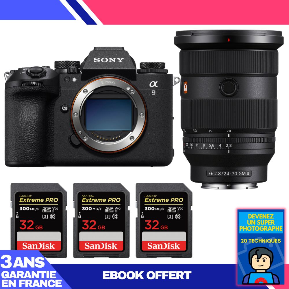 Boitier Sony A9 III + FE 24 70mm f2.8 GM II + 3 SanDisk Extreme PRO UHS II SDXC 300 MB/ + Ebook 'Devenez Un Super Photographe - vue 3