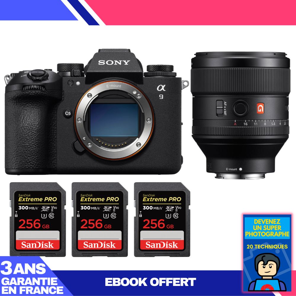 Boitier Sony A9 III + FE 85mm f1.4 GM + 3 SanDisk Extreme PRO UHS II SDXC 300 MB/ + Ebook 'Devenez Un Super Photographe - vue 4