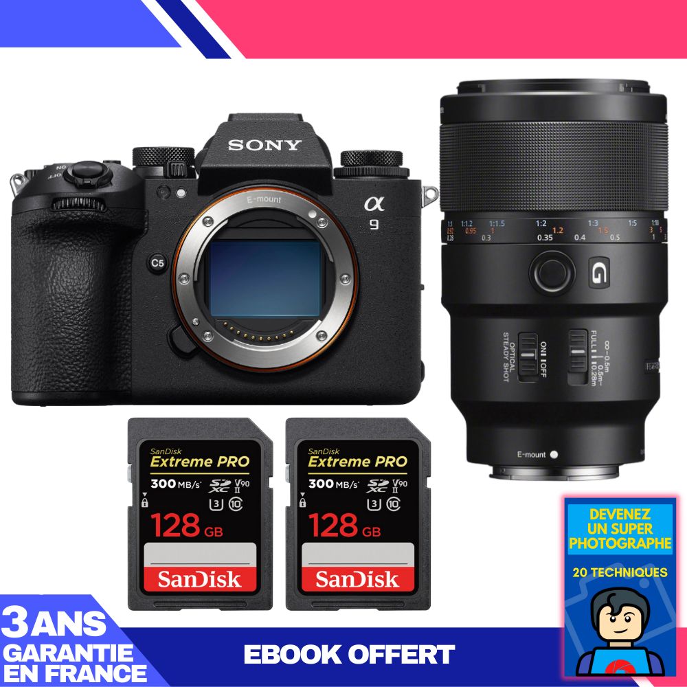 Boitier Sony A9 III + FE 90mm f2.8 Macro G OSS + 2 SanDisk Extreme PRO UHS II SDXC 300 MB/ + Ebook 'Devenez Un Super Photographe - vue 3
