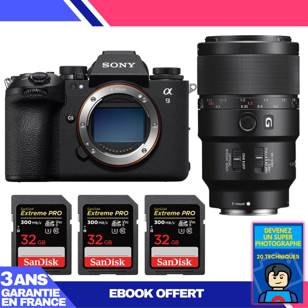 Boitier Sony A9 III + FE 90mm f2.8 Macro G OSS + 3 SanDisk Extreme PRO UHS II SDXC 300 MB/ + Ebook 'Devenez Un Super Photographe - vue 5