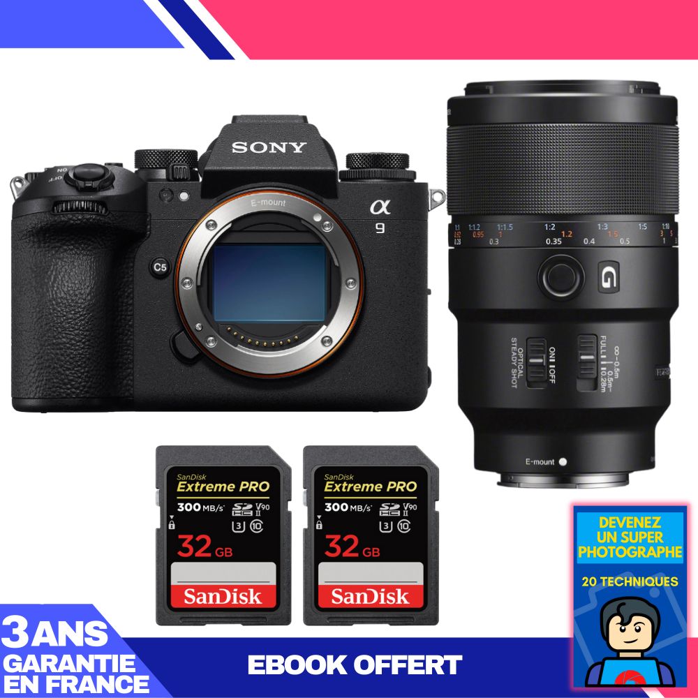 Boitier Sony A9 III + FE 90mm f2.8 Macro G OSS + 2 SanDisk Extreme PRO UHS II SDXC 300 MB/ + Ebook 'Devenez Un Super Photographe - vue 2