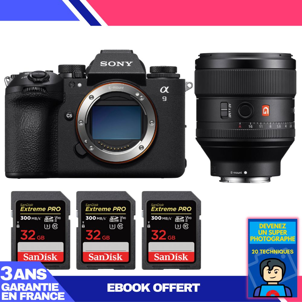 Boitier Sony A9 III + FE 85mm f1.4 GM + 3 SanDisk Extreme PRO UHS II SDXC 300 MB/ + Ebook 'Devenez Un Super Photographe - vue 5