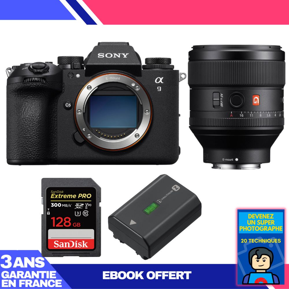 Boitier Sony A9 III + FE 85mm f1.4 GM + 1 SanDisk Extreme PRO UHS II SDXC 300 MB/ + 1 Sony NP FZ100 + Ebook 'Devenez Un Super Photographe - vue 2