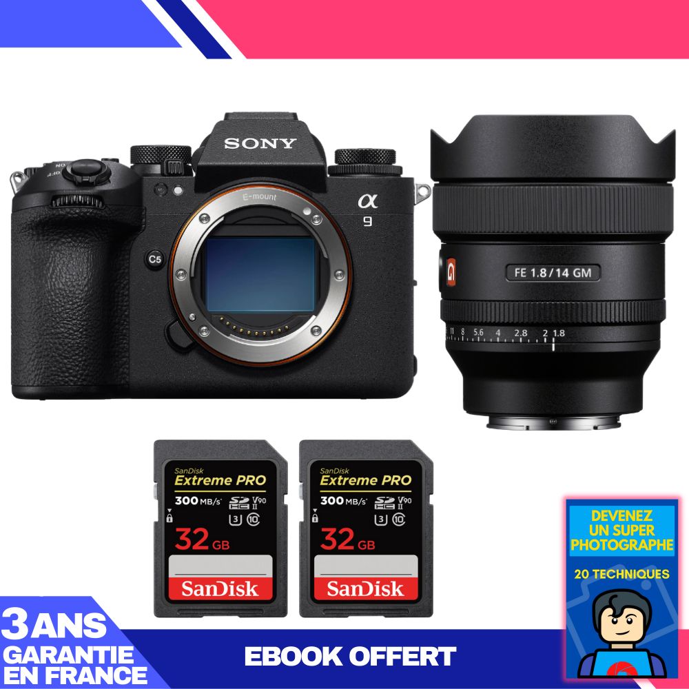 Boitier Sony A9 III + FE 14mm f1.8 GM + 2 SanDisk Extreme PRO UHS II SDXC 300 MB/ + Ebook 'Devenez Un Super Photographe - vue 2